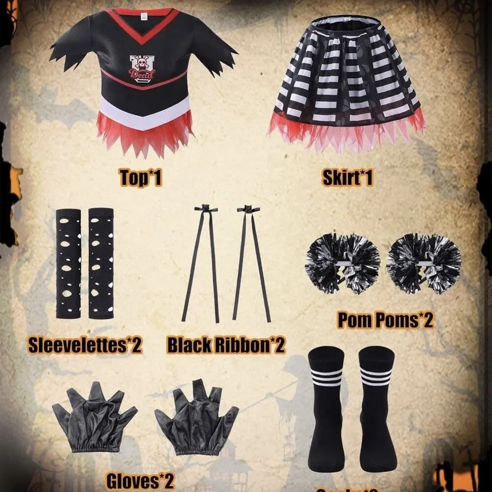 Girls Zombie Cheerleader Costume Sz S 5/6 Years